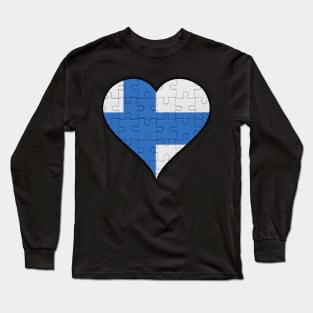 Finnish Jigsaw Puzzle Heart Design - Gift for Finnish With Finland Roots Long Sleeve T-Shirt